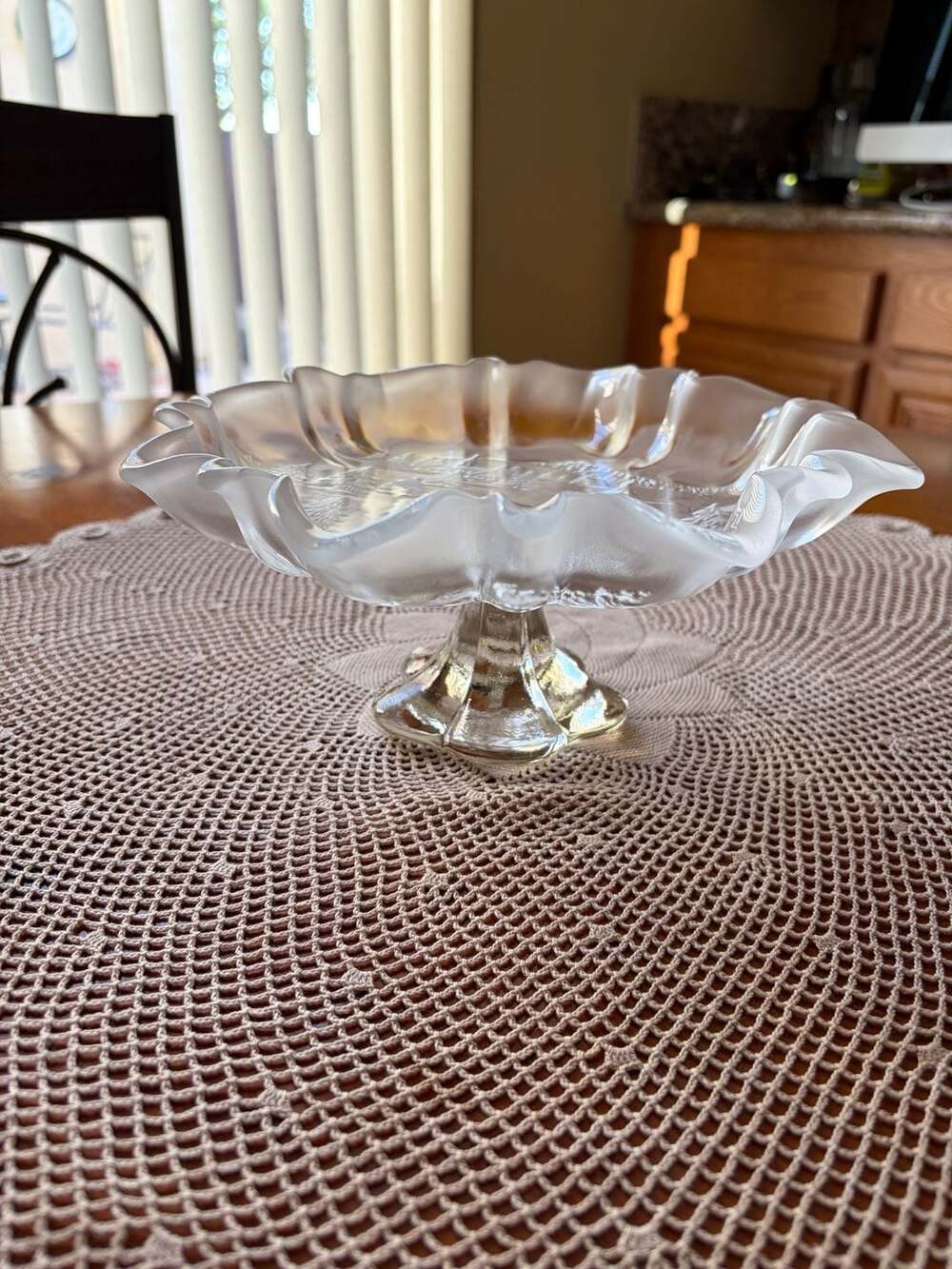 Vintage Mikasa "Christmas Story" Frosted Crystal Footed Bon Bon Plate (9.75")